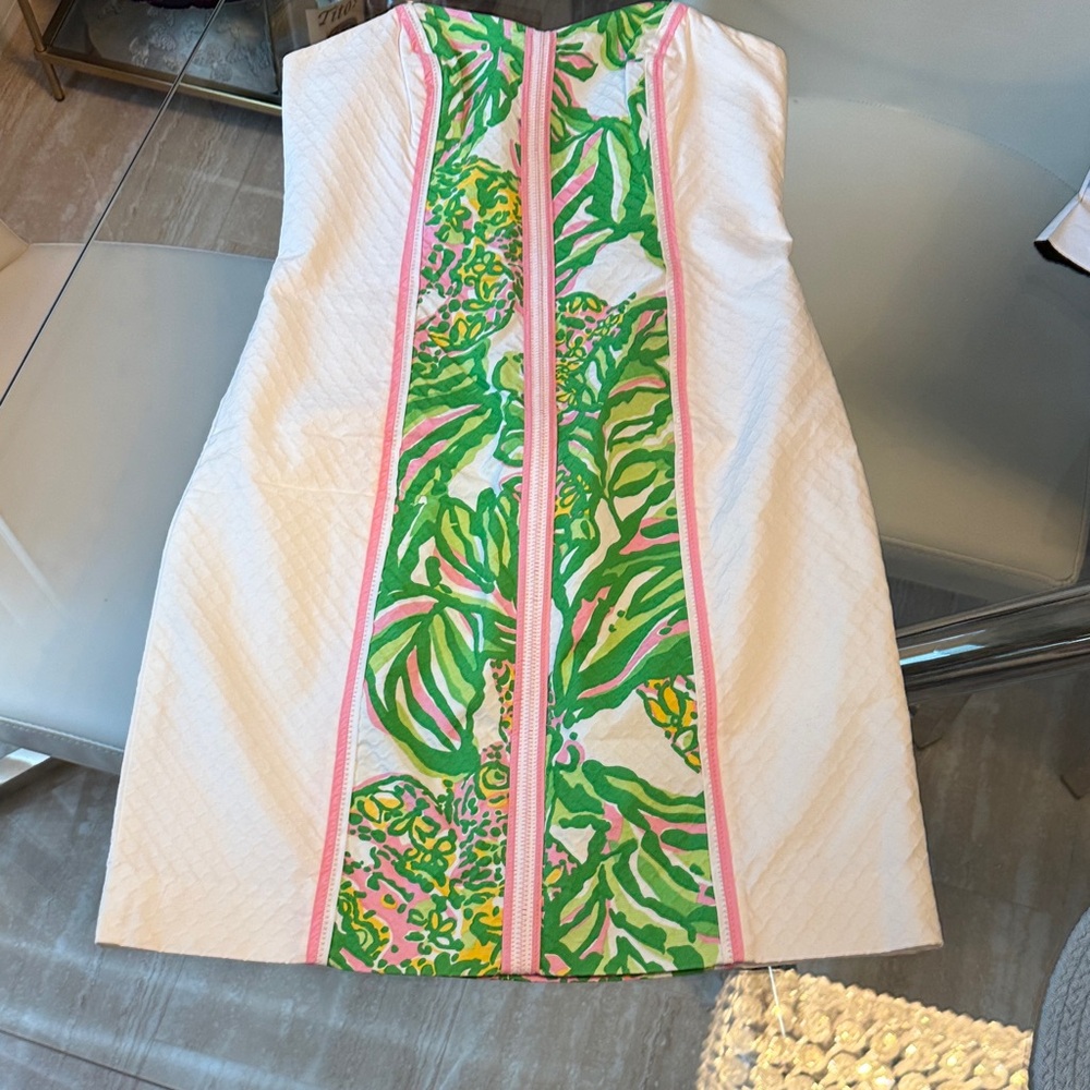 Lilly Pulitzer White and Green Tropical Dress